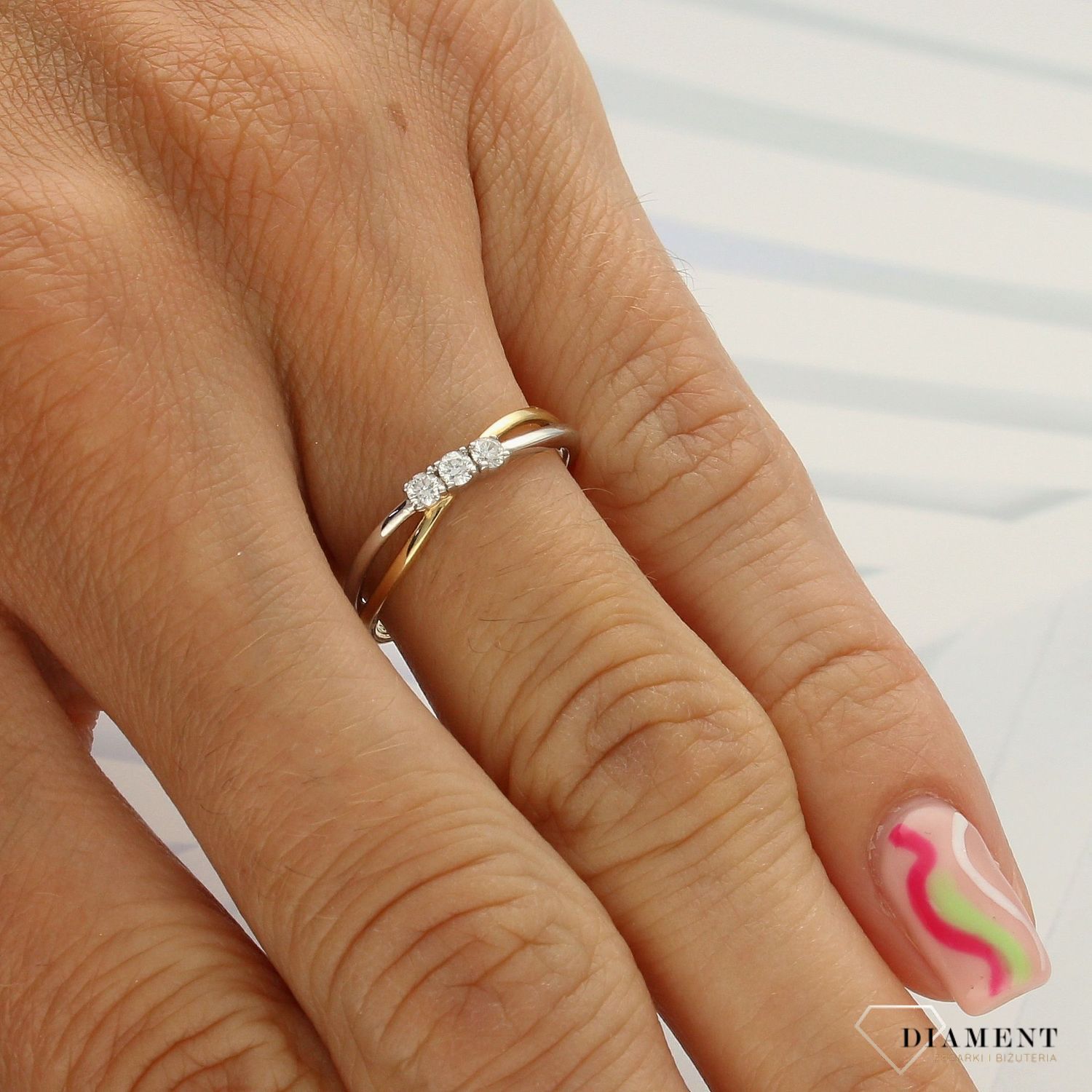 Pierścionek złoty DIAMENT 585, diamenty CH 445.jpg